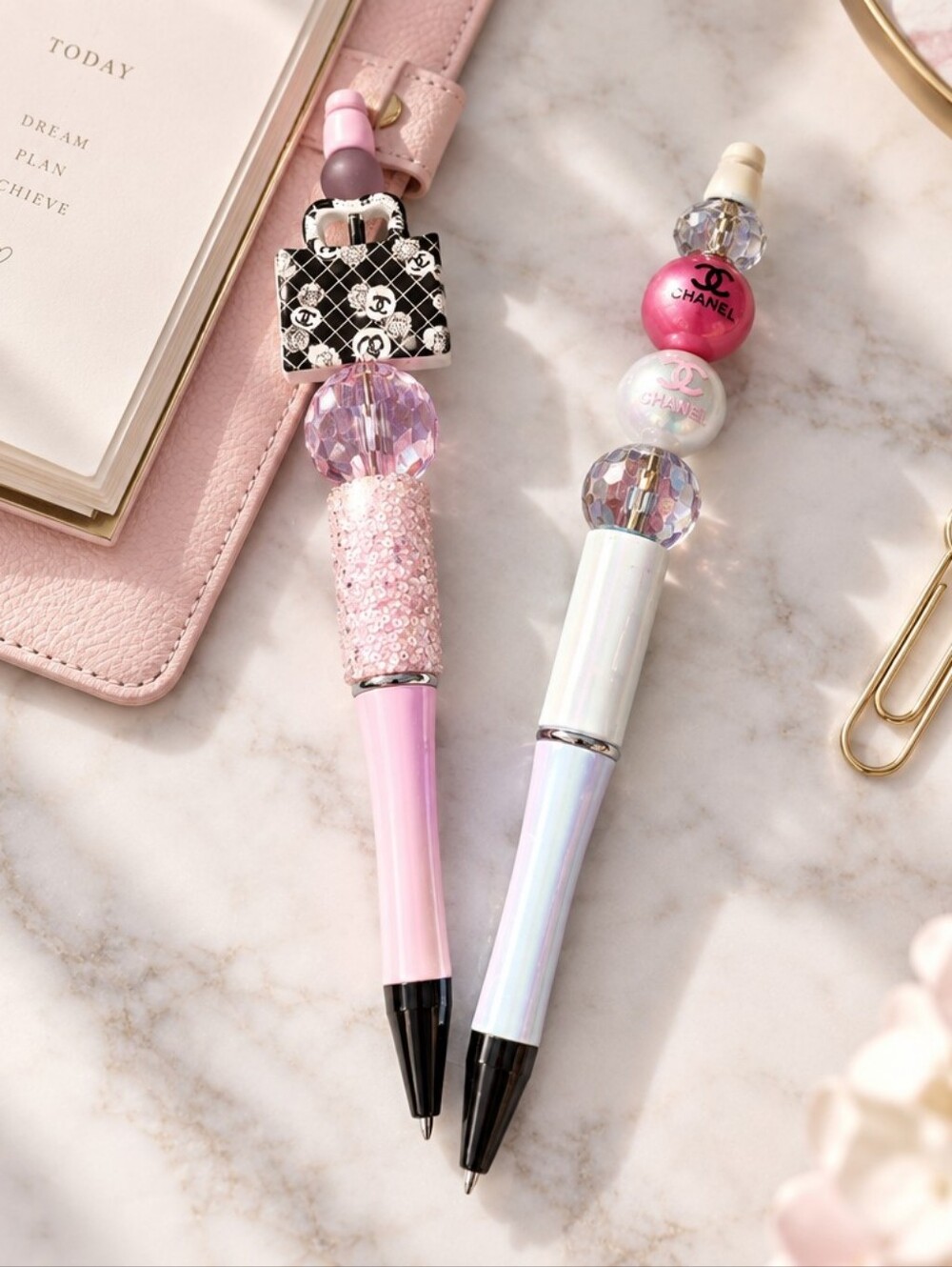 x2 Handcrafted Beaded Pens Design